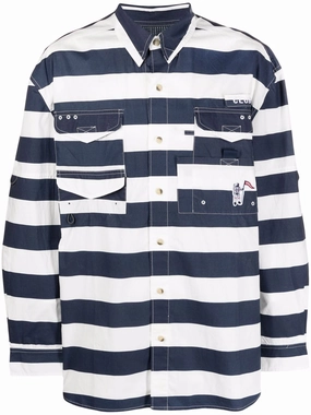 Striped Button-Up Shirt mens polos clearance