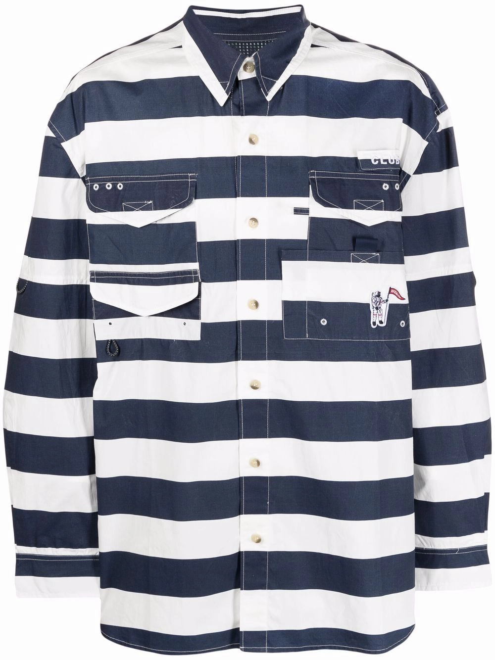Striped Button-Up Shirt mens polos clearance