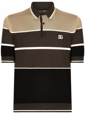 Striped Silk Polo Shirt discount mens shirts