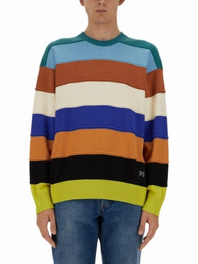 Striped Sweater In Organic Cotton Fabric winter sweaters outlet