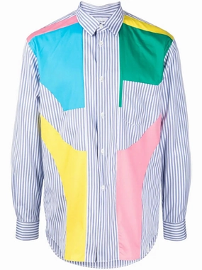 Stripped Patchwork Cotton Shirt mens polos clearance