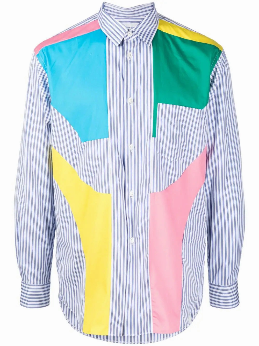 Stripped Patchwork Cotton Shirt mens polos clearance