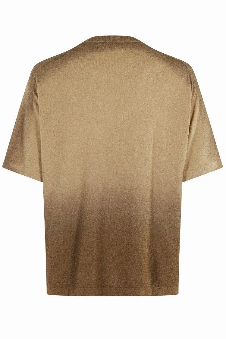 Sun-Faded Cotton Blend Crew Neck Sweater