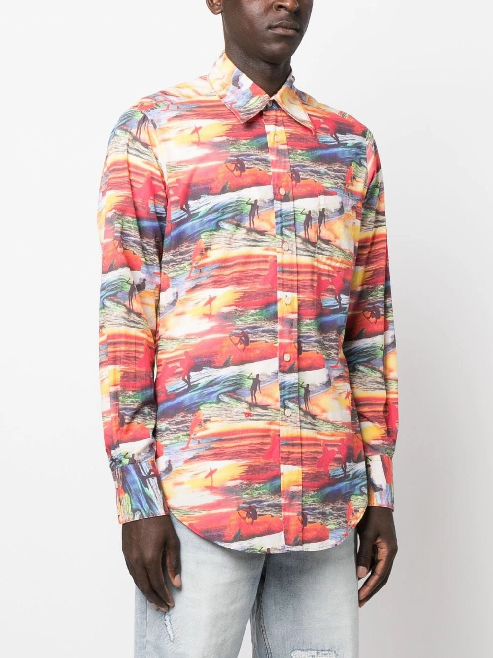 Sunset-Print Cotton Shirt