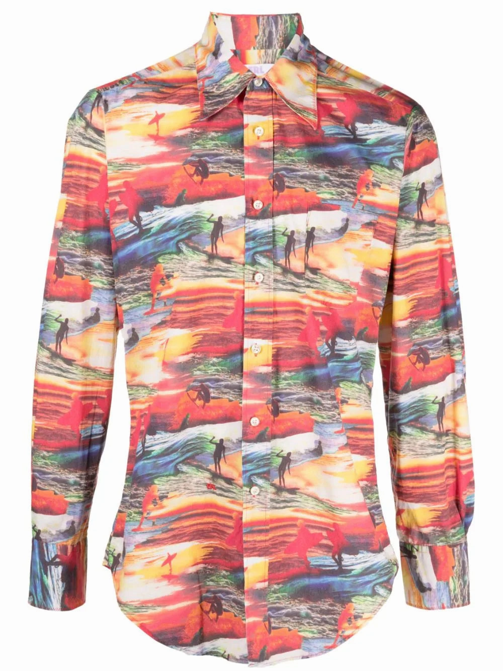 Sunset-Print Cotton Shirt mens polos clearance