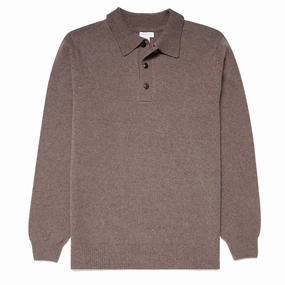 Sunspel Lambswool Polo Shirt Cedar mens t-shirts outlet