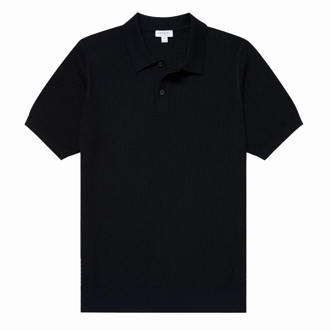 Sunspel Mesh Stitch S/S Polo Knitwear Navy mens t-shirts outlet