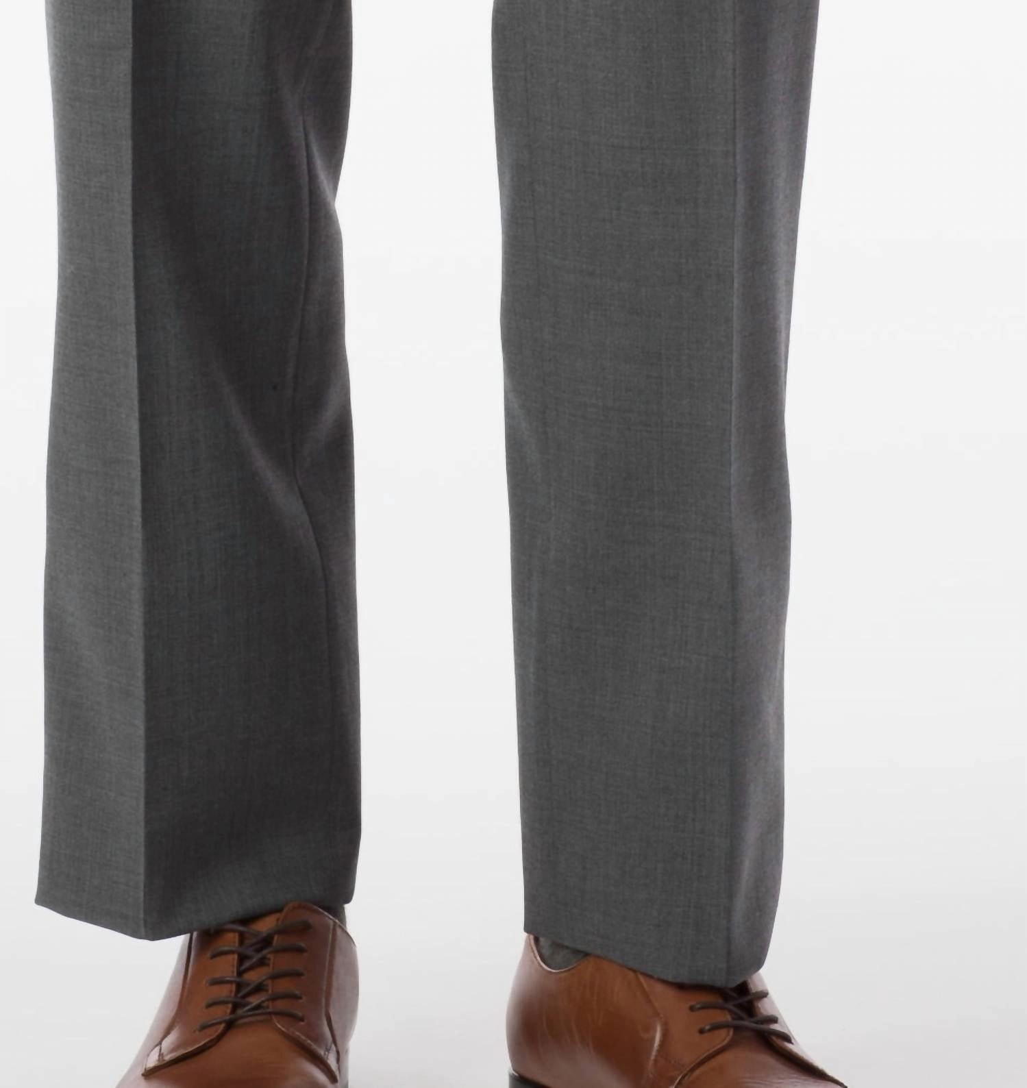 Super 120's Comfort "eze" Travel Twill 100% Wool Pant In Mid Grey