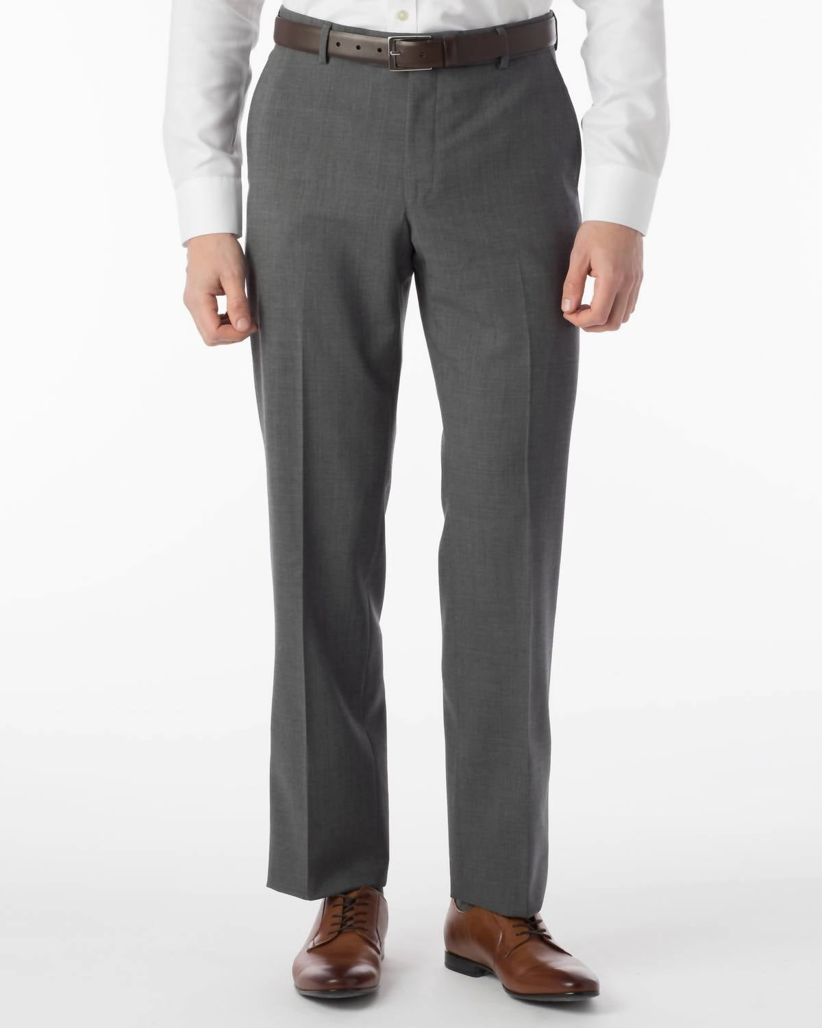 Super 120's Comfort "eze" Travel Twill 100% Wool Pant In Mid Grey