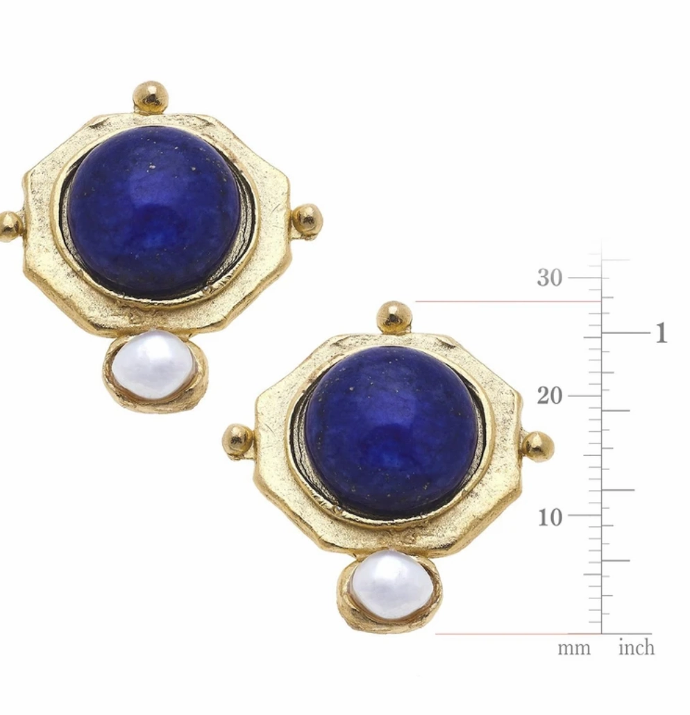 Susan Shaw Becca Stud Earrings in Blue Lapis
