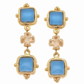 Susan Shaw Charlotte Deux Tier Earrings in Parisian Blue summer dresses best deals