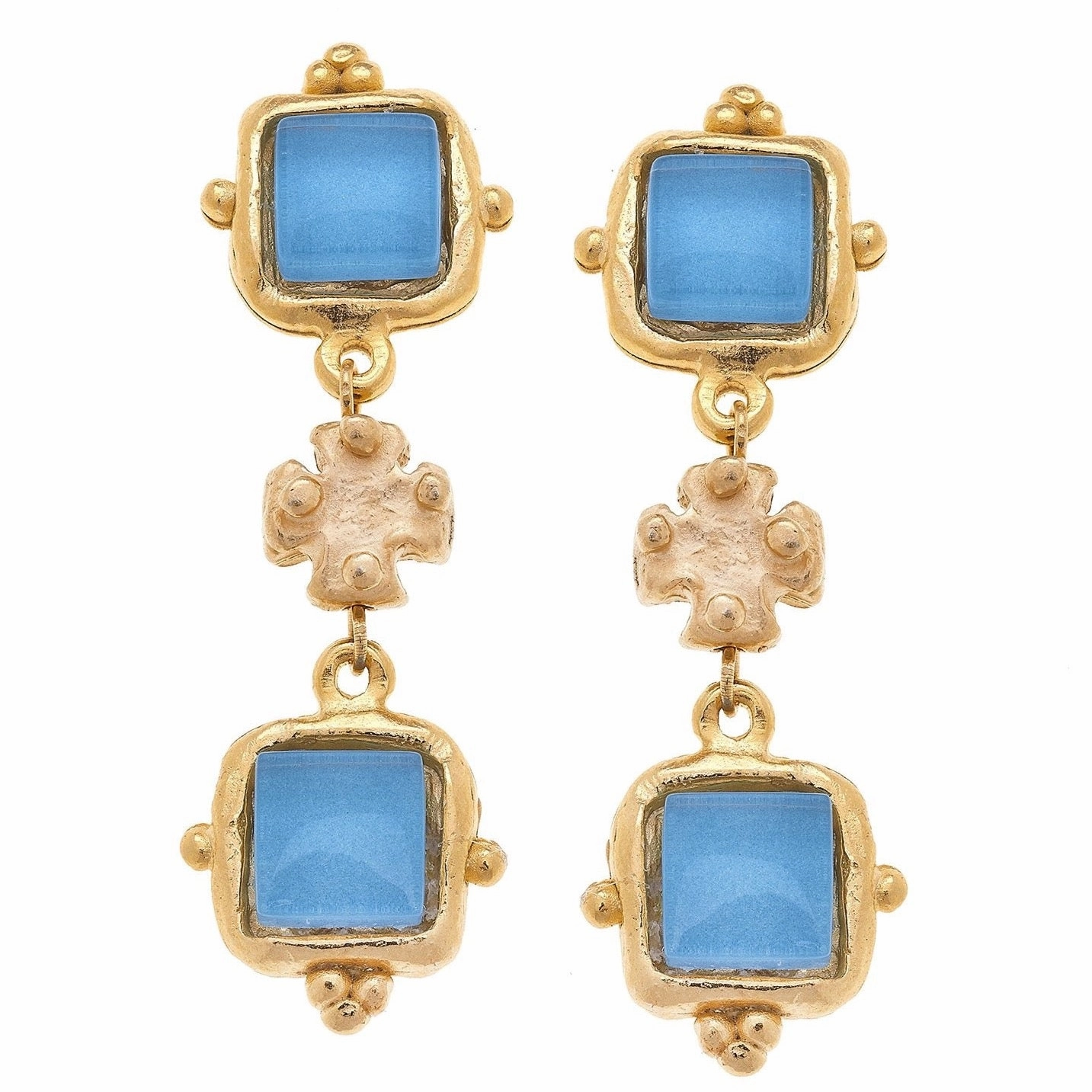 Susan Shaw Charlotte Deux Tier Earrings in Parisian Blue summer dresses best deals