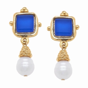 Susan Shaw Charlotte Mini Drop Earrings in Classic Blue summer dresses best deals