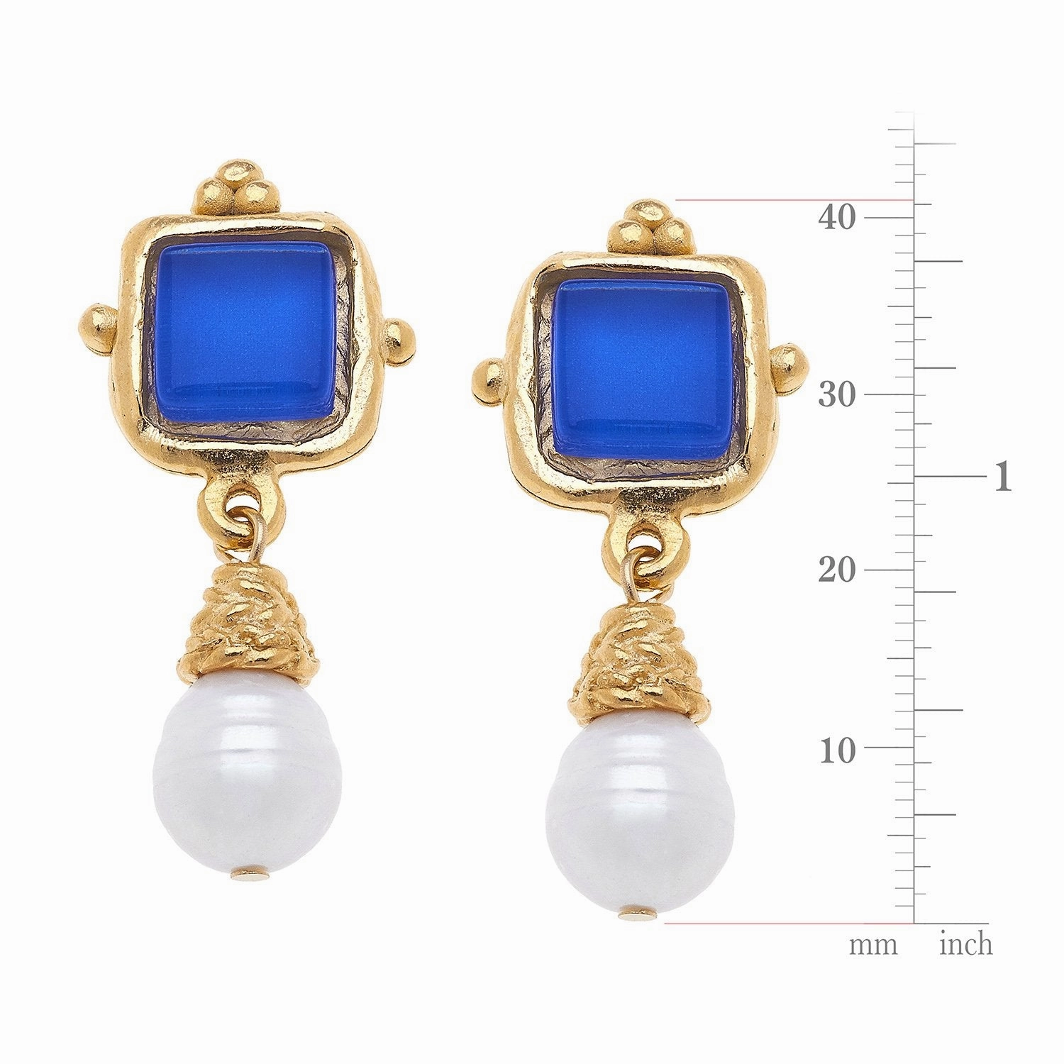 Susan Shaw Charlotte Mini Drop Earrings in Classic Blue