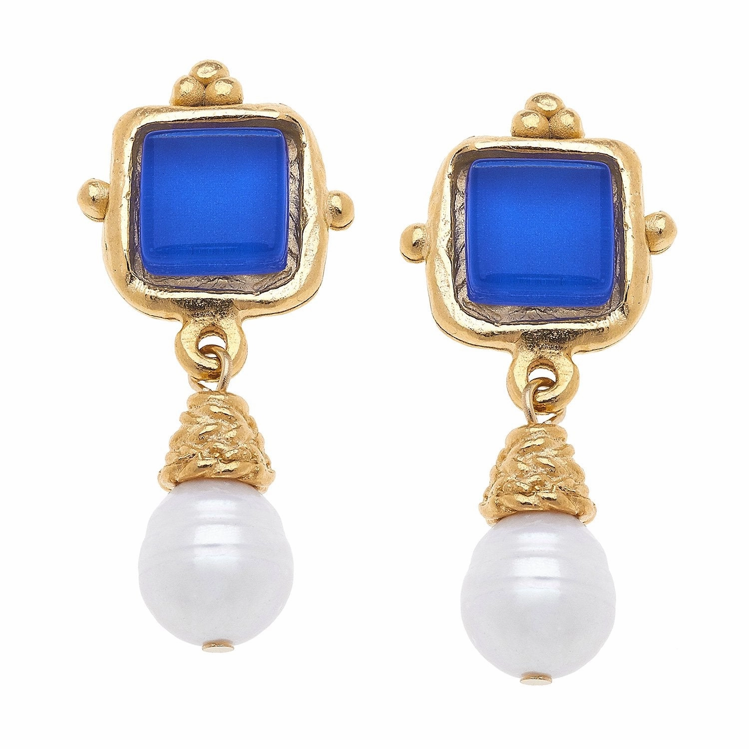 Susan Shaw Charlotte Mini Drop Earrings in Classic Blue summer dresses best deals