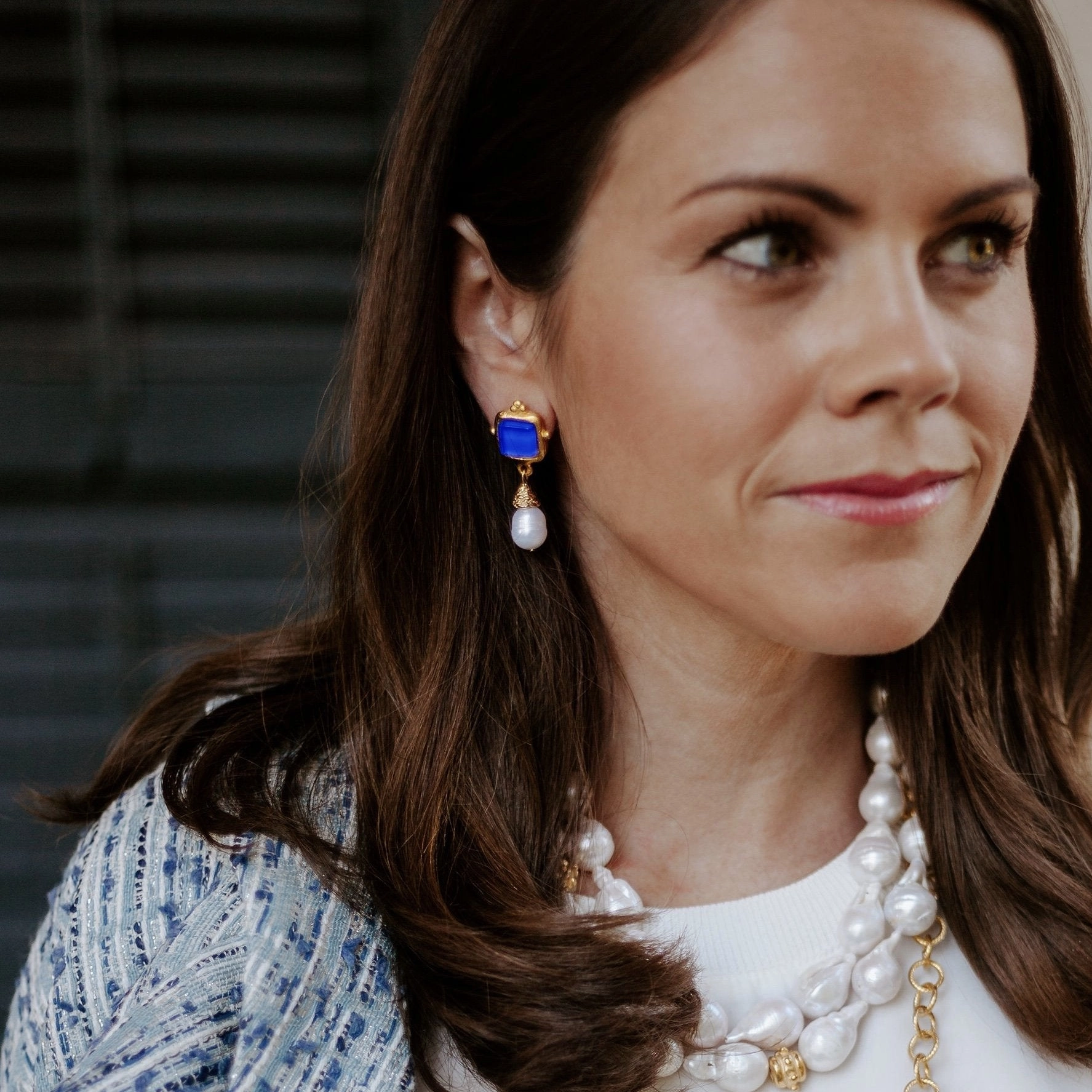Susan Shaw Charlotte Mini Drop Earrings in Classic Blue