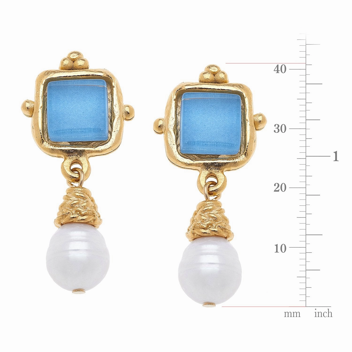 Susan Shaw Charlotte Mini Drop Earrings in Parisian Blue