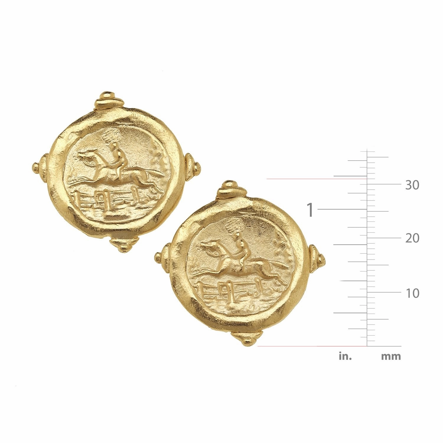 Susan Shaw Handcast Equestrian Intaglio Stud Earrings