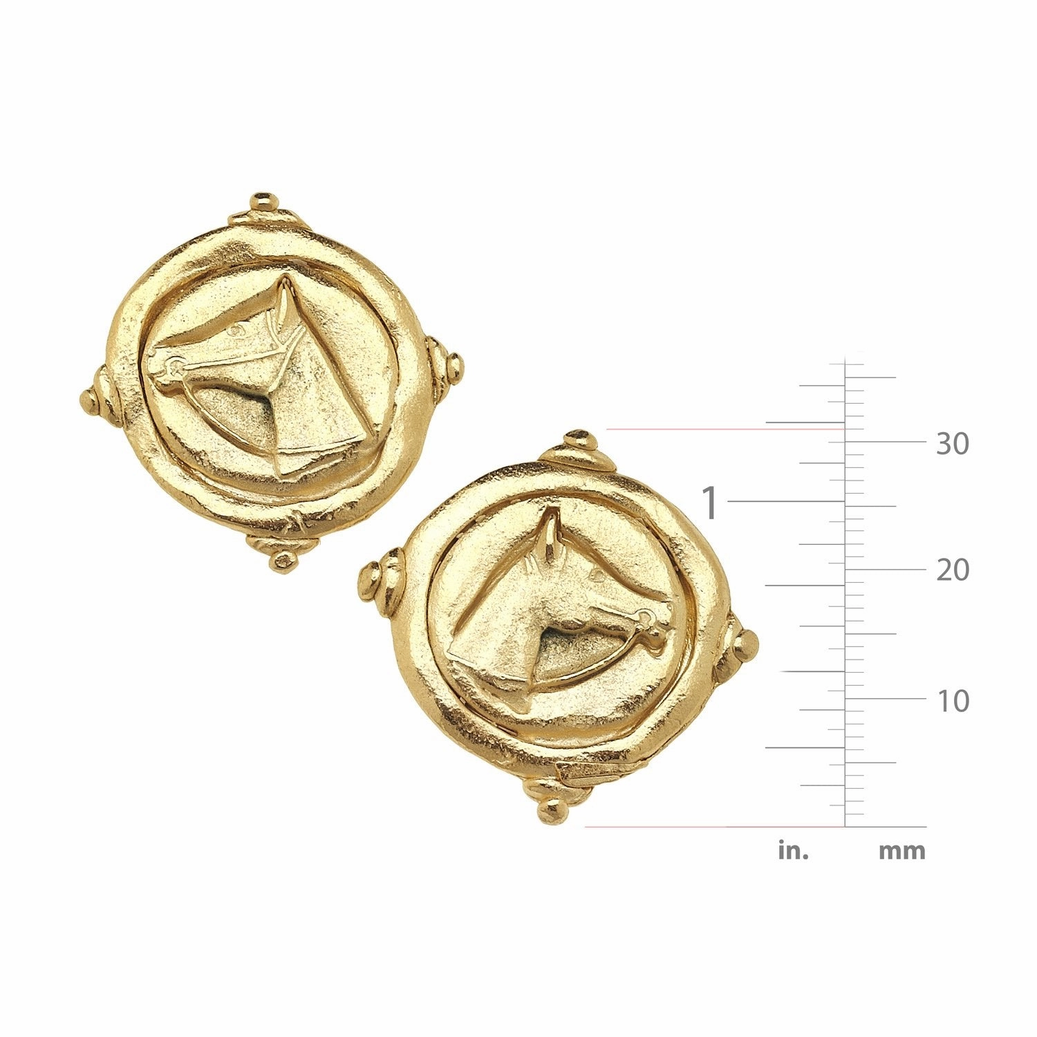 Susan Shaw Handcast Horse Head Intaglio Stud Earrings
