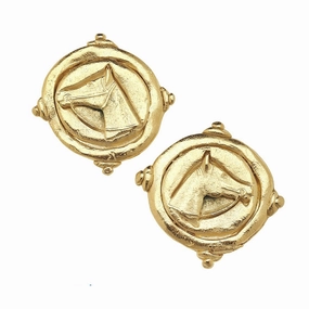 Susan Shaw Handcast Horse Head Intaglio Stud Earrings cheap womens dresses