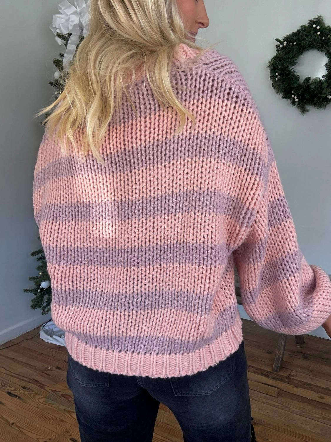 Sweet Stripes Cardigan In Pink