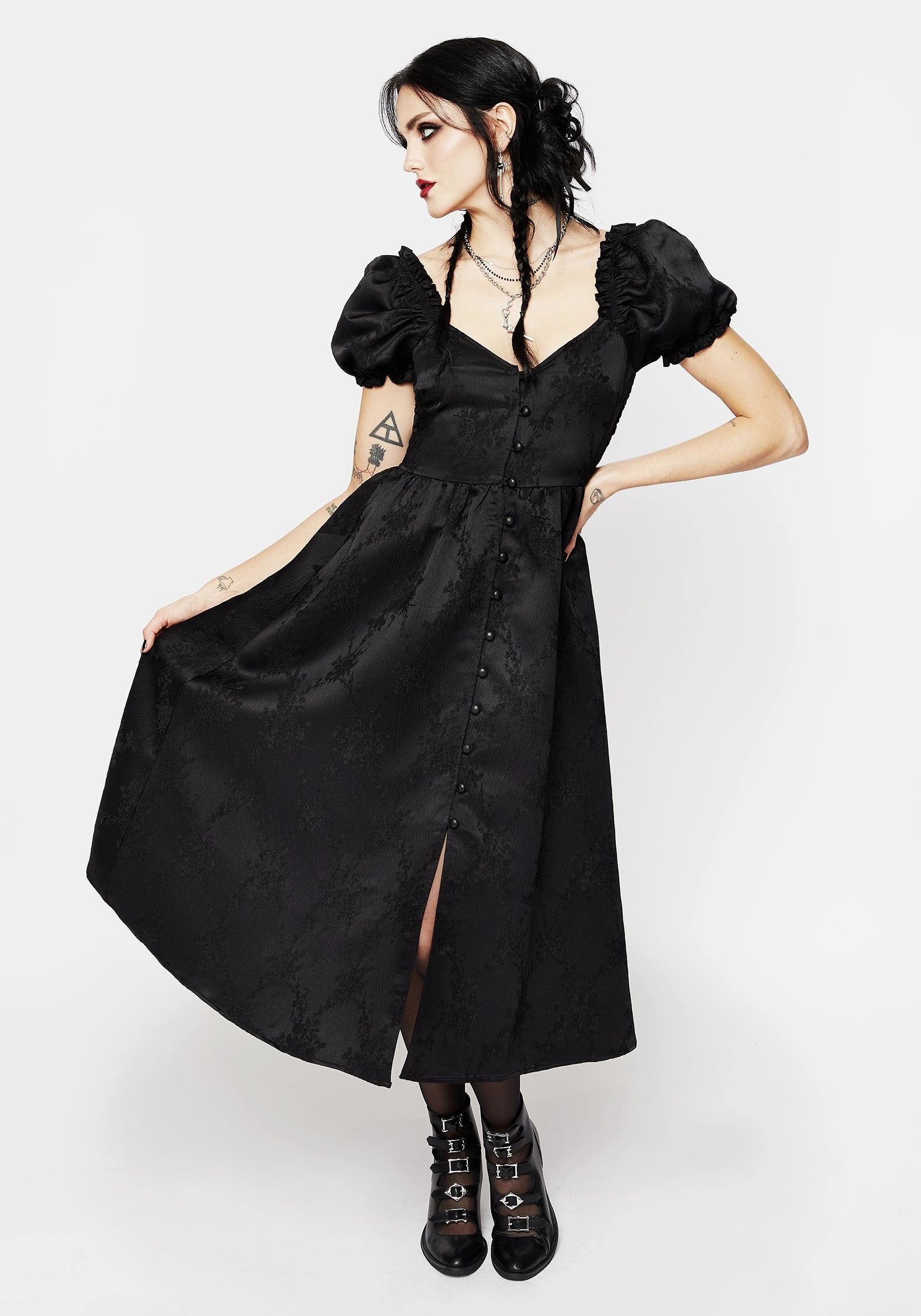 Sylvie Puff Sleeve Midi Dress Dresses Womens - beach dresses cheap