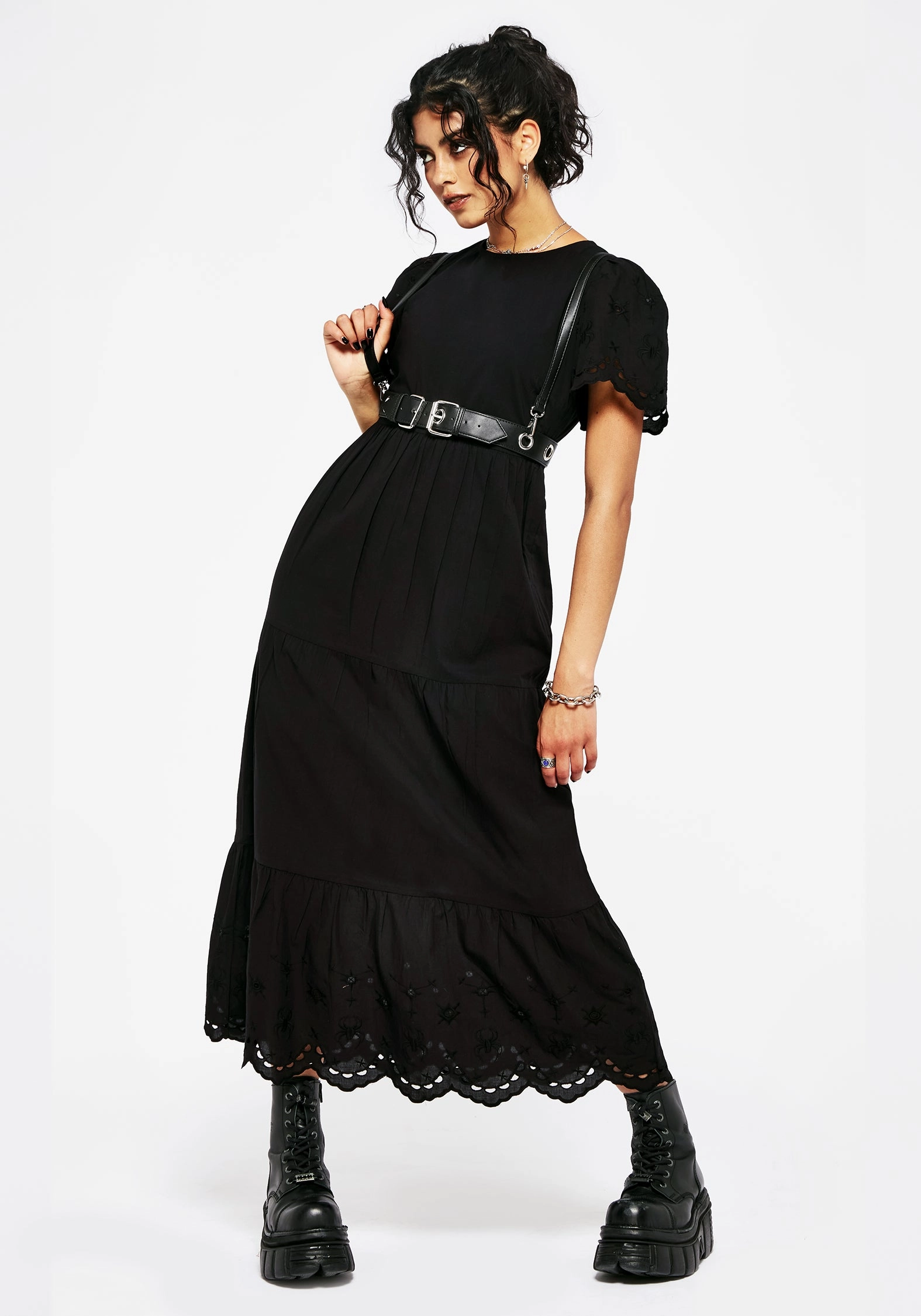Synthweb Cotton Broderie Hem Midaxi Dress Dresses Womens - wedding guest outfits