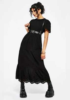 Synthweb Cotton Broderie Hem Midaxi Dress Dresses Womens - wedding guest outfits