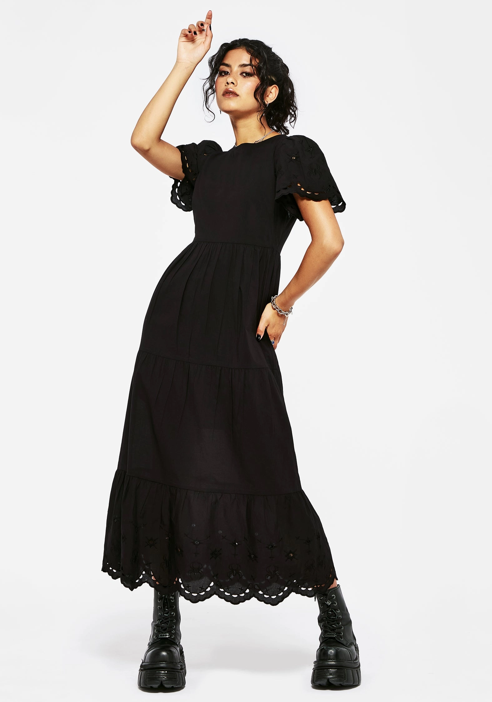 Synthweb Cotton Broderie Hem Midaxi Dress