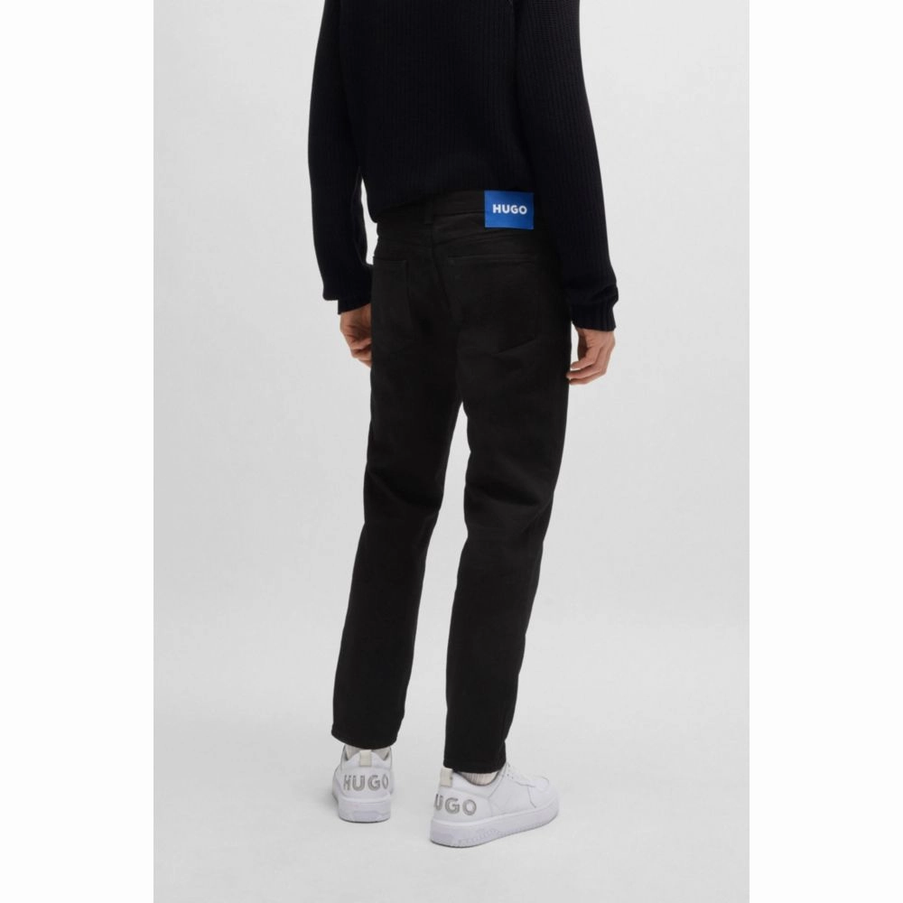 Tapered-fit jeans in black stretch denim