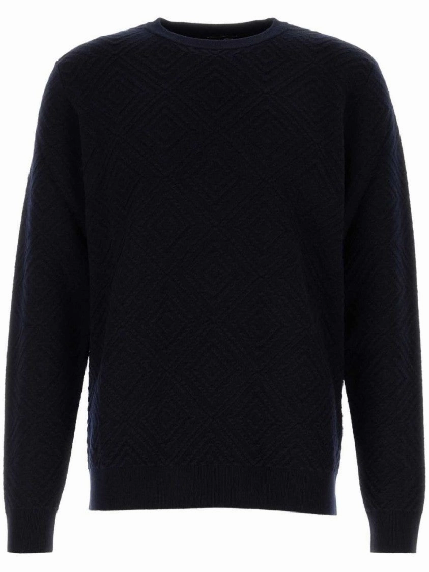 Textured Diamond Motif Sweater With Classic Crew Neckline cashmere sweaters sale