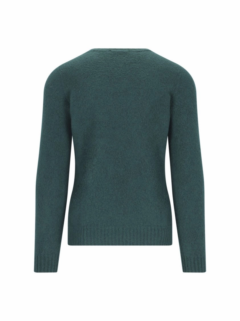Textured Knit Crewneck Sweater With Ribbed Finishes