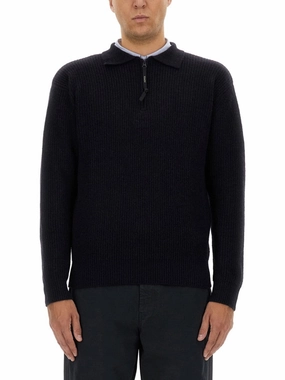 Textured Ribbed Black Wool Jersey cashmere sweaters sale