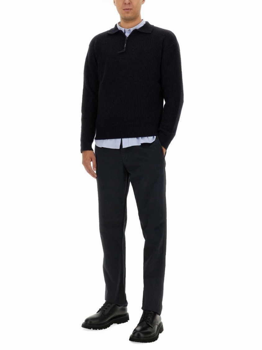 Textured Ribbed Black Wool Jersey