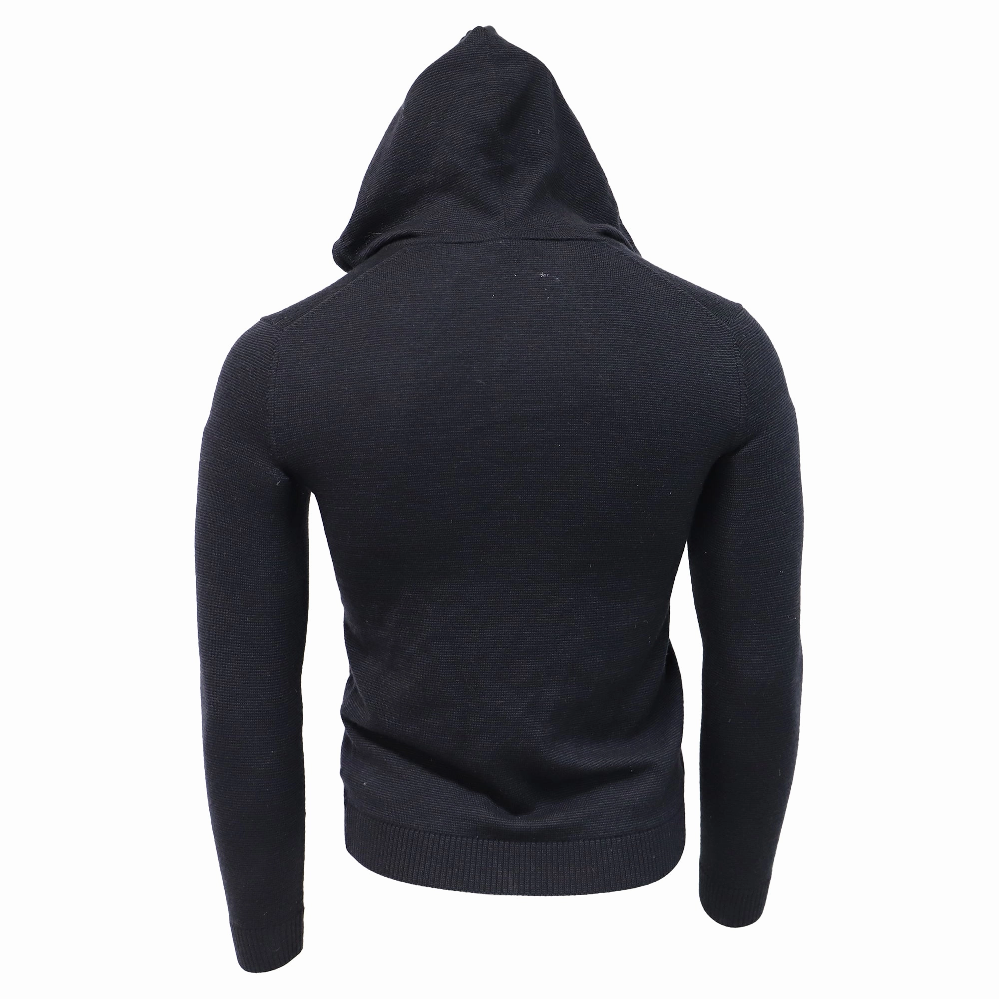 Theory Knitted Zipped Hoodie in Navy Blue Wool