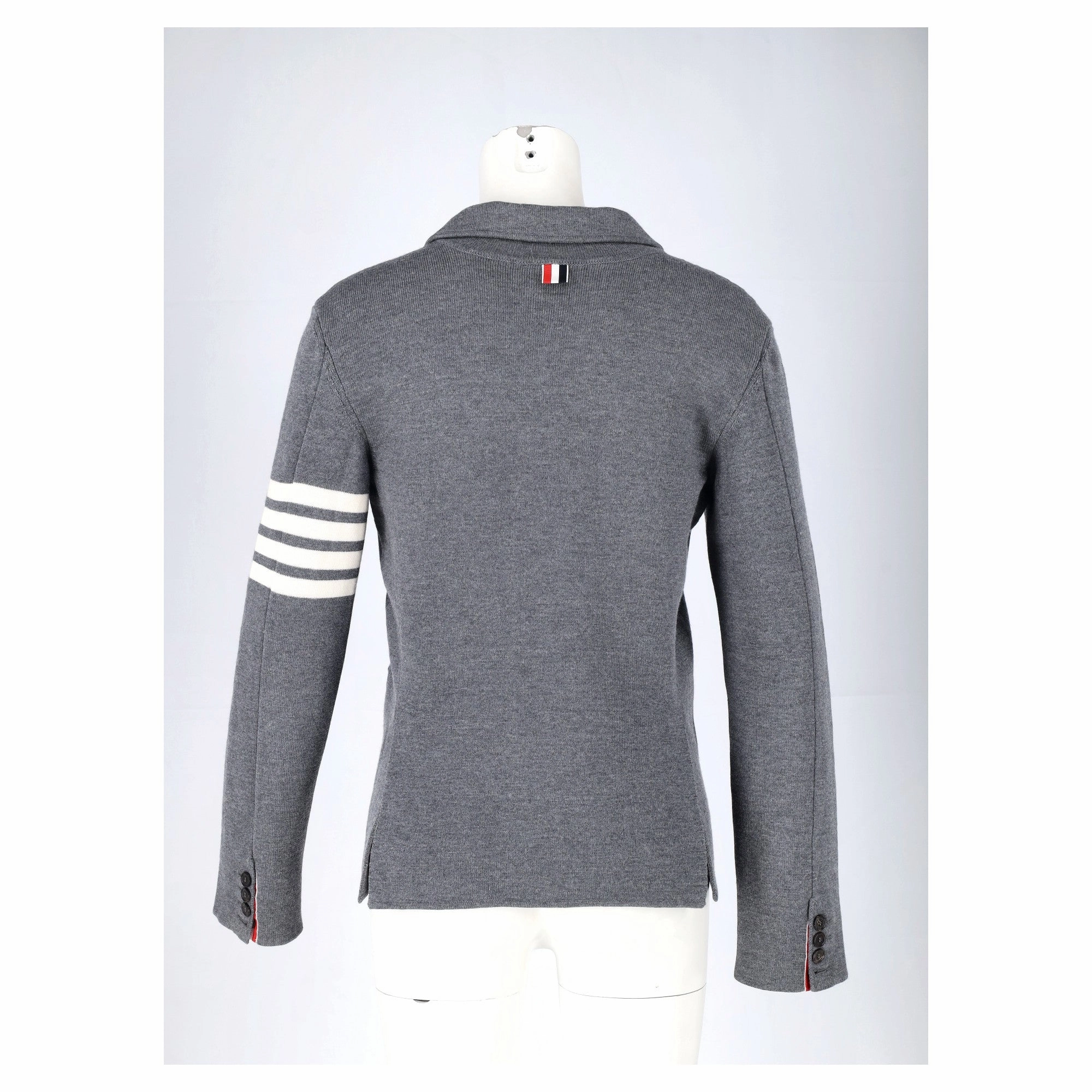 Thom Browne 4-Bar Knit Blazer in Grey Wool