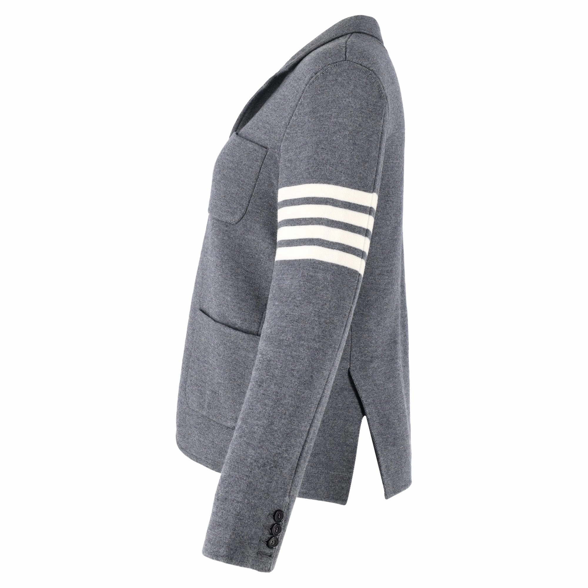Thom Browne 4-Bar Knit Blazer in Grey Wool