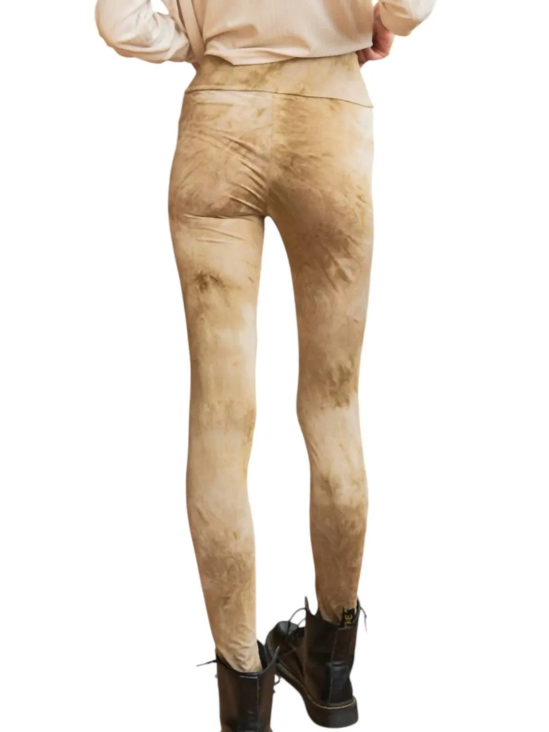 Tie-Dye High-Waisted Leggings In Khaki