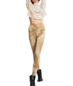 Tie-Dye High-Waisted Leggings In Khaki Activewear Womens - gym outfits discount