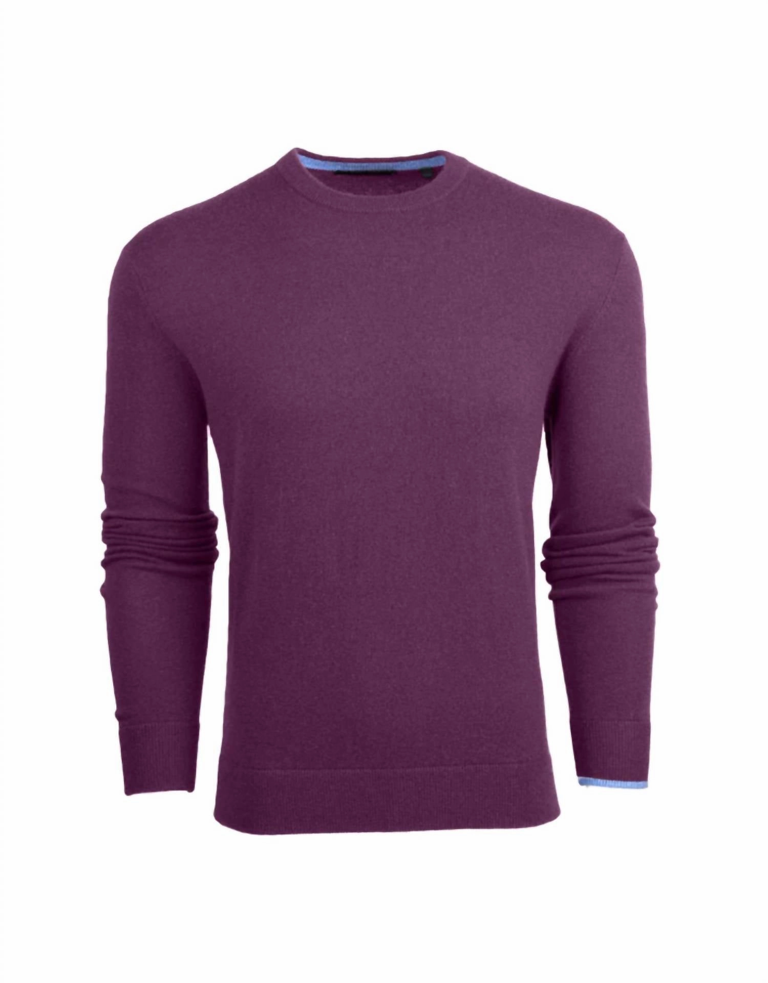 Tomahawk Cashmere Crewneck Sweater In Aubergine chunky knit discount