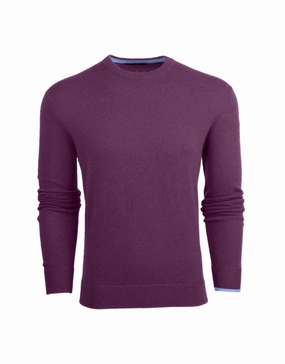 Tomahawk Cashmere Crewneck Sweater In Aubergine chunky knit discount