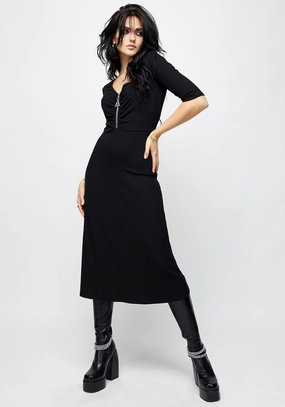 Triquetra Zip Rib Midi Dress Dresses Womens - beach dresses cheap