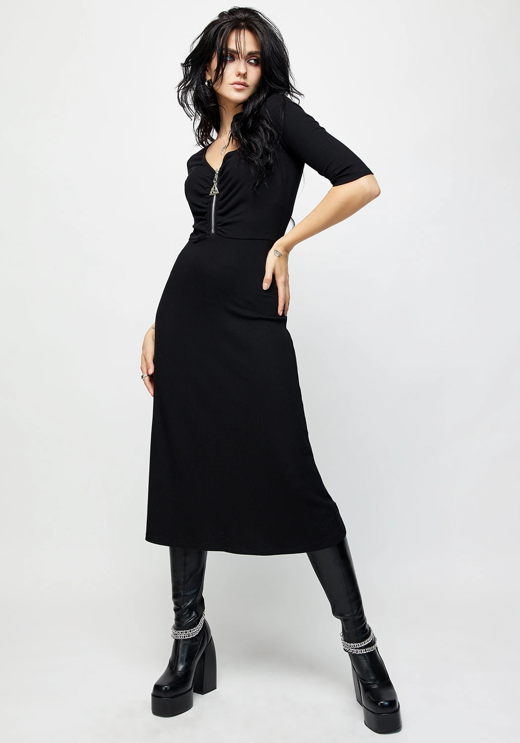 Triquetra Zip Rib Midi Dress Dresses Womens - beach dresses cheap