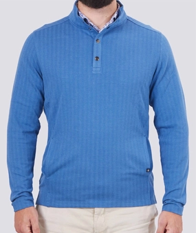 Troy Herringbone Quarter-Snap Pullover Sweater In Luxe Blue/marine chunky knit discount