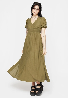 Tryphena Shirred V Neck Midaxi Dress Dresses Womens - wedding guest outfits
