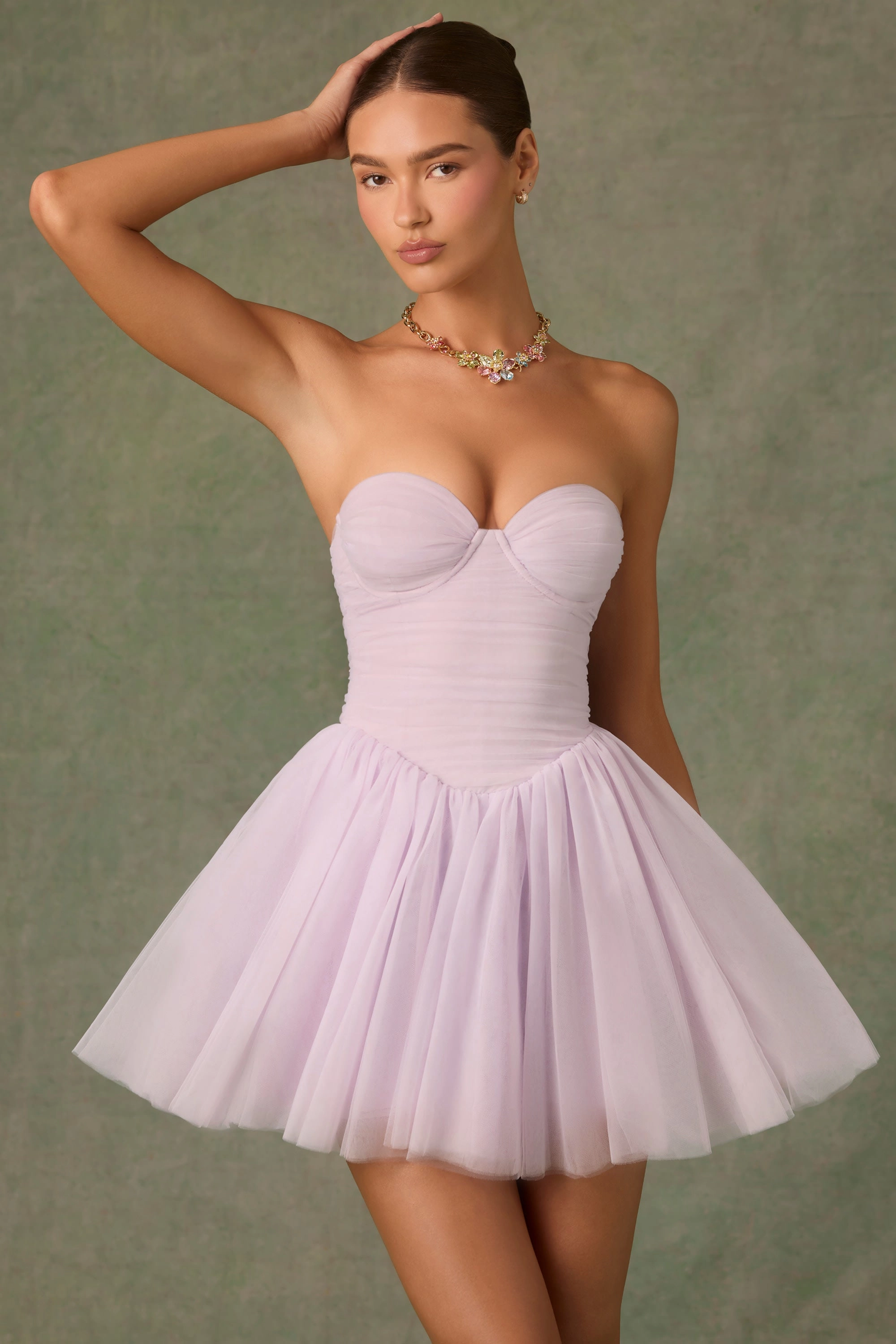 Tulle Corset Mini Dress in Lilac Dresses - lace dresses best price