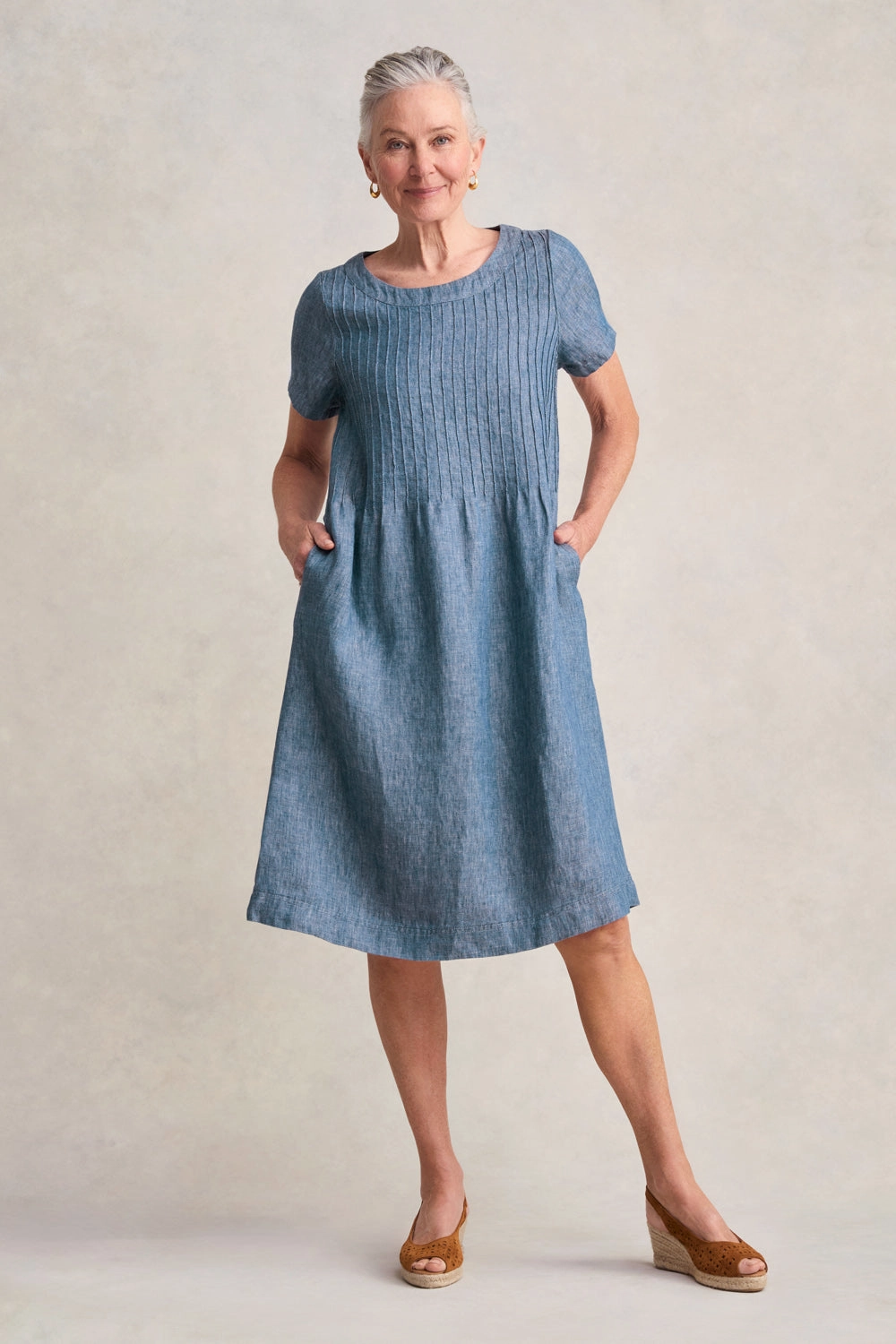 Twill Hemp Linen Dress - Indigo Twill