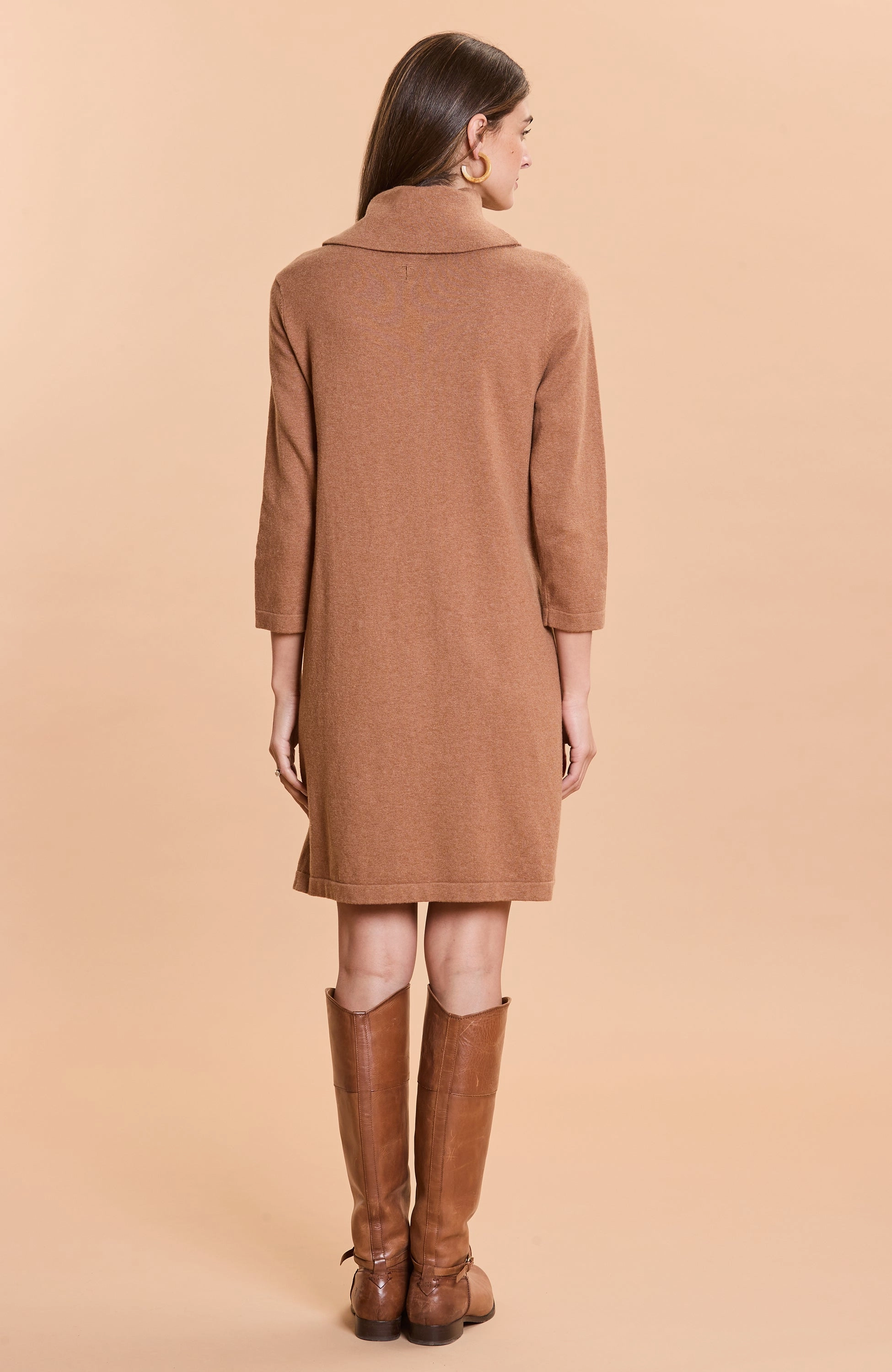 Tyler Be Kim Cowl Dress - Camel Cotton Cashmere