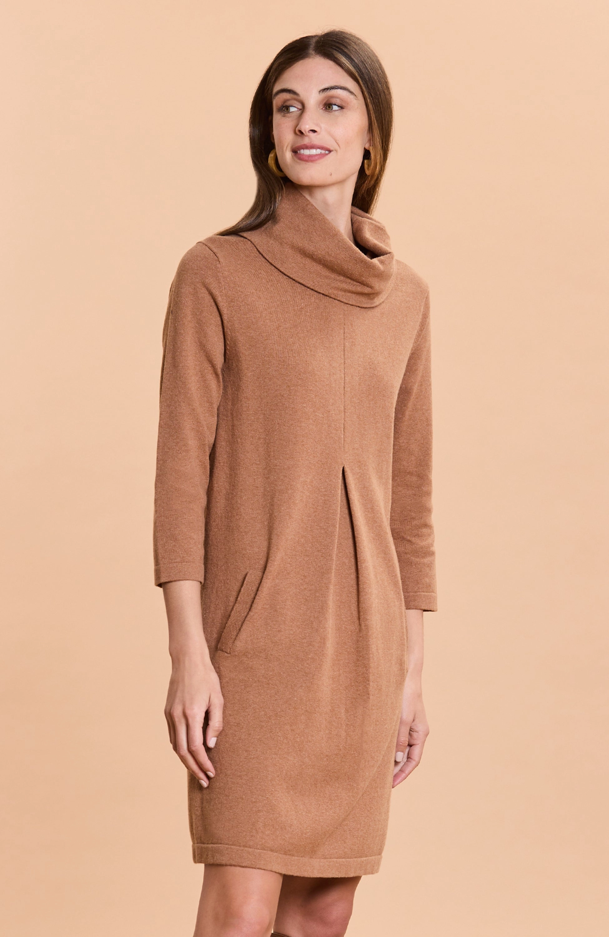 Tyler Be Kim Cowl Dress - Camel Cotton Cashmere maxi dresses clearance