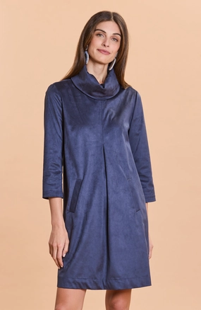 Tyler Be Kim Cowl Faux Suede Dress - Navy maxi dresses clearance